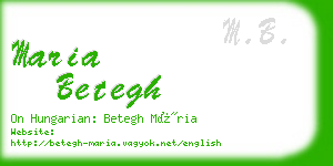 maria betegh business card